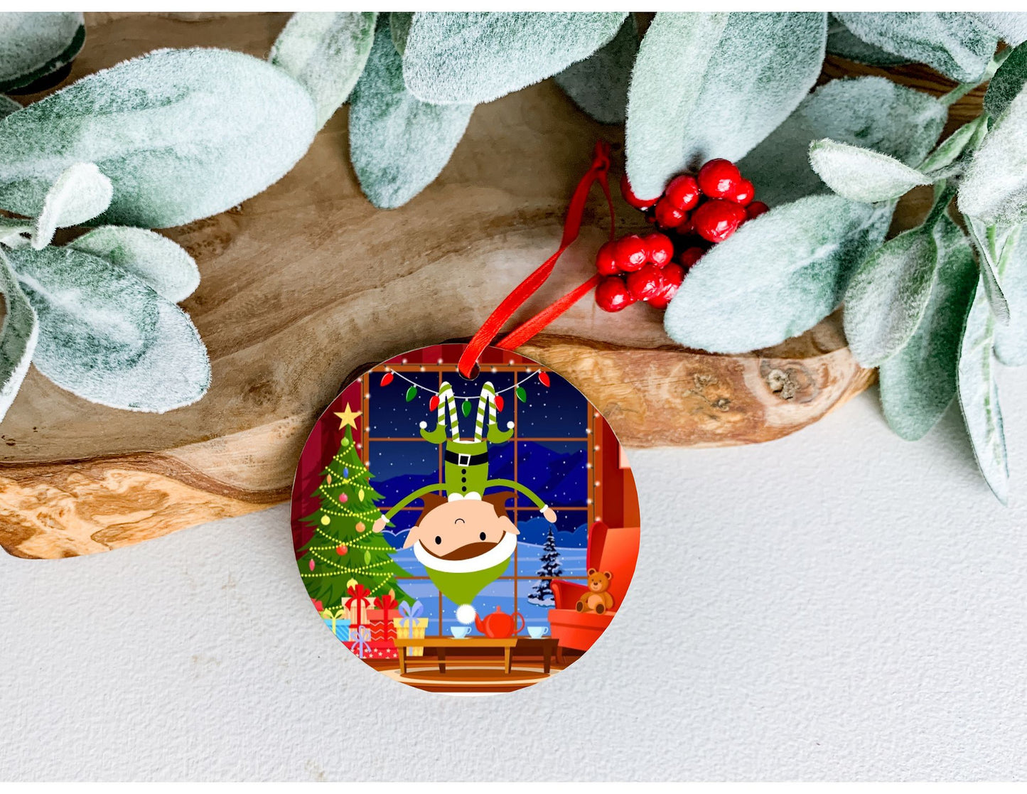 Elf Hanging Around Ornament