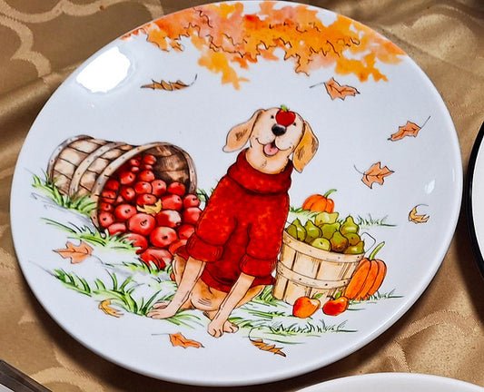 Lab With Red Sweater Plate