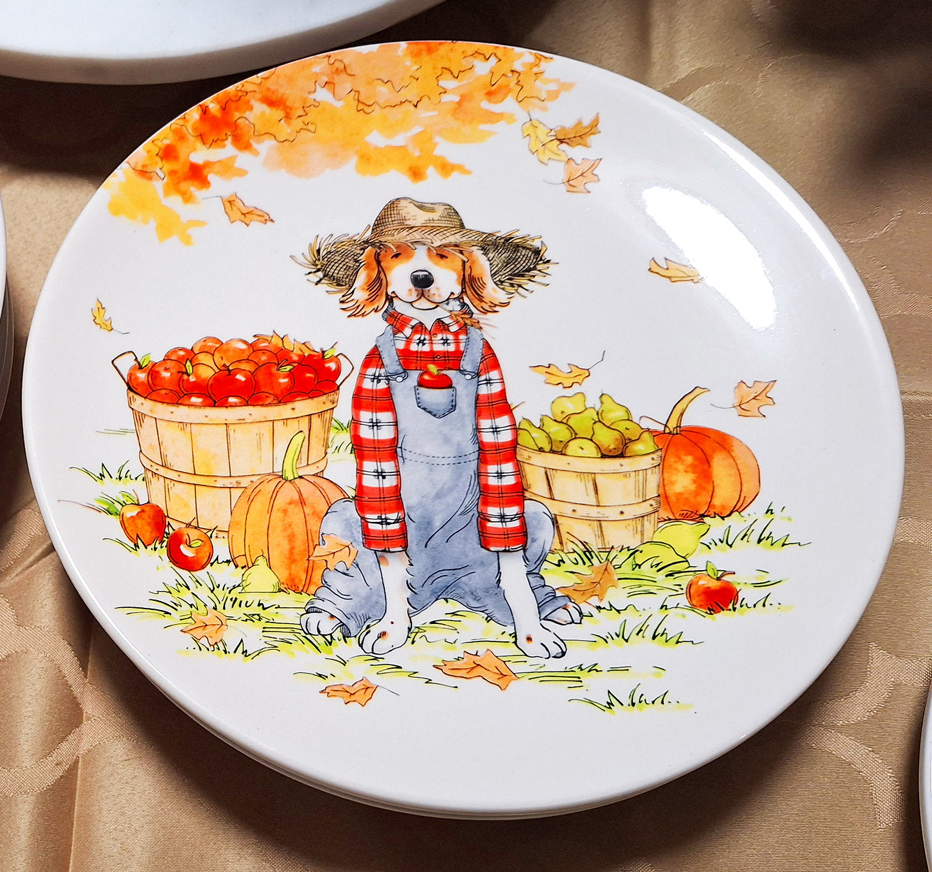 Apples & Dog with Overalls Plate