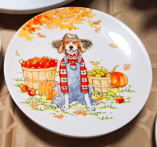 Apples & Dog with Overalls Plate