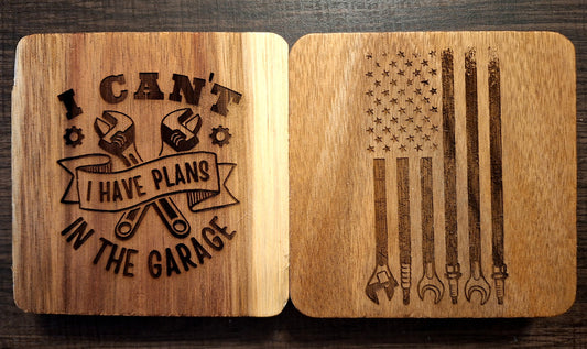 I Can't I Have Plans In The Garage Coasters