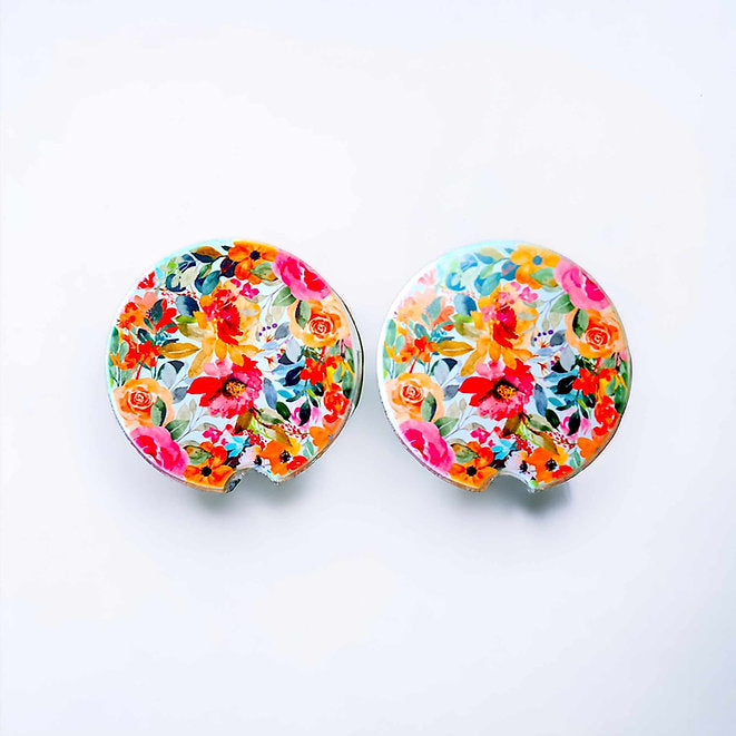 Floral Car Coaster Set