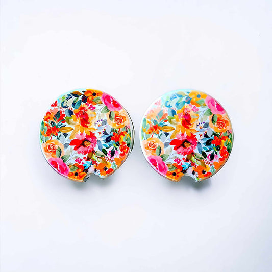 Floral Car Coaster Set