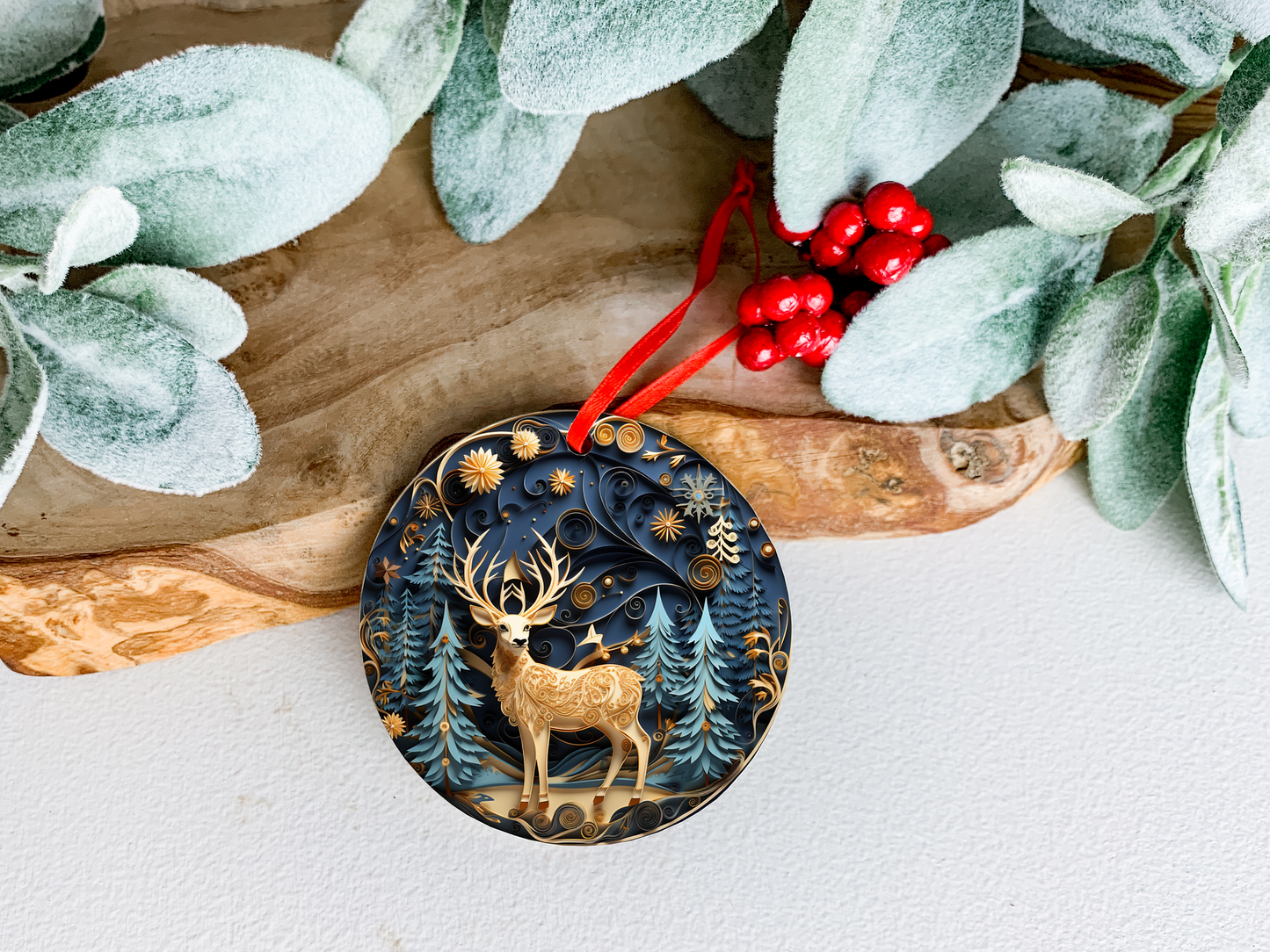 3D Tan Deer Ornament