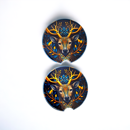 Golden Deer Car Coaster Set